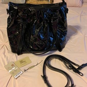 Burberry Patent Black Lowry Bag